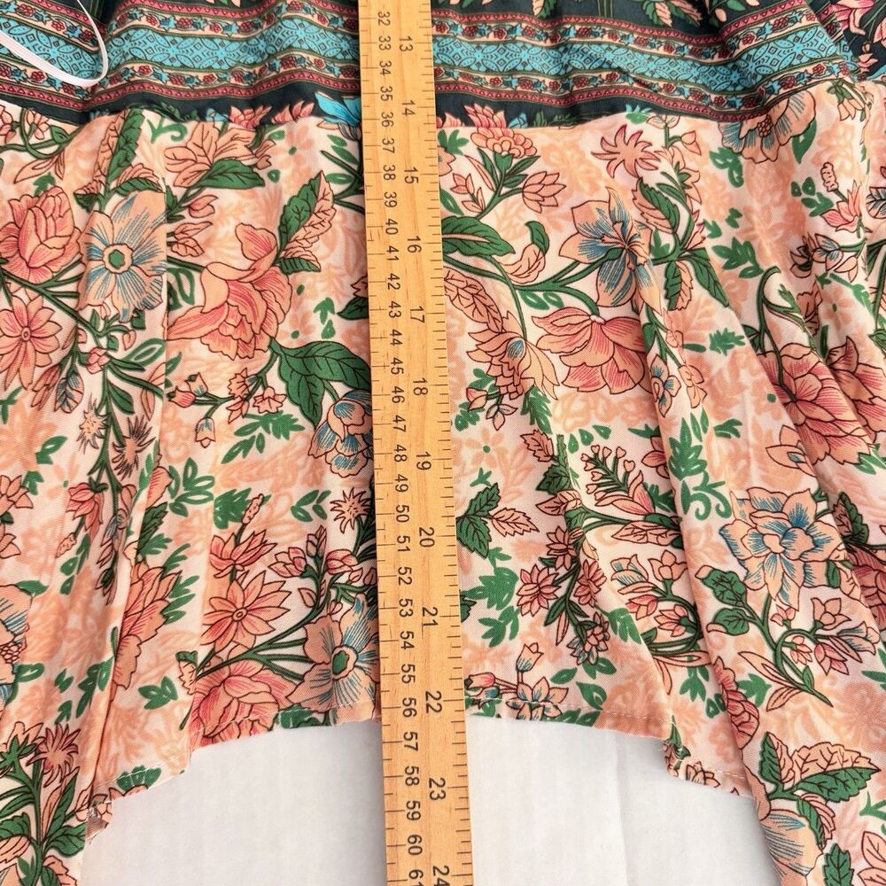 Lulumari Halter Floral Handkerchief Top Boho Festival Backless Lined Sz L - Picture 7 of 7